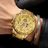 Wwoor Men Zegarki Luksusowy Wodoodporny Kwarcowy Analogowy Złoty Zegarek Dla Mężczyzn Moda Wojskowa Big Dial Męski Sport Chronograph Clock 210527