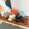 2022 Strass Chain Womens PU Mini Bags Solid Color Single Shoulder Messenger Crossbody Handbags Retro Rndentation Rhombus Square Top