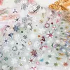 Klistermärken dekaler nagel klistermärke glans 3D effekter ultralat tunna julklappar konst glitter folie dekor för vinterdekoration 2022 prud22