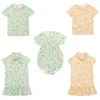 Enkelibb Misha och Puff Baby Girl Floral Romper vacker vintage stil jumpsuit sommarmisha puff småbarn tjej kläder 2103035624127