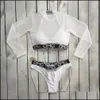 Bikinis strandutrustning vattensporter utomhus est omg sexig 3pcs mesh väst kvinnor bikini set baddräkt badande beachwear baddräkt simning co