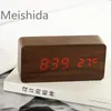 Timers Creatieve en eenvoudige LED Geluidsgestuurde houten klok Modieus Elektronisch alarm Stil