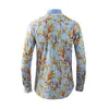 High-end katoenen gestreepte herenoverhemden Luxe bloemen met lange mouwen bedrukte casual herenoverhemden Mode slim fit feestmanoverhemden