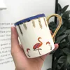 Kubki 350ml Cartoon Coffee Cups Ceramic Style Nordic Office Gold Handle Mug House Milk Herbata Cup Drinkware