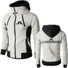 Mäns Hoodies Sweatshirts 2021 Vår Höst J.Lindeberg Märke Klassisk Fast Färg Bekväm Casual Double Zipper Printing Hoodie Tops