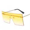 Oversized Square Sun Glasses Colorful Lenses Fashion Women Sunglasses Rimless Big Shield 14 Colors Wholesale