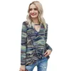 Sommar Kvinnor Kläder Kamouflage Print Långärmad T-shirt Lös V-Neck Fashion Plus Storlek Dam Toppar Casual Tee Femme 210608