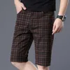 SHAN BAO Lightweight Fitting Straight Fashion Shorts Summer Classic Brand Youth Men's Cotton Stretch Plaid Casual 210806