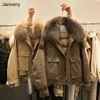 Jvveny Real Fur Mulheres Down Jacket Solto 90% Branco Duck Casaco Moda Feminino Big Bolso Bolso Sofro Outwear 211221
