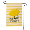 Bandera de jardín de lino con estampado de doble cara, decoración de bandera de jardín con estampado de sandía, limón y piña, Hola verano, 32x47cm