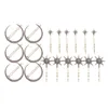 Hårklipp Barrettes 6st/set Moon Star Rhinestone Hairpin Clip Pin Bridal Hairwear Accessories Pannband Kvinnor Bröllop