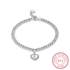 Hot Selling Solid Heart Charm Dangle Jewelry 925 Sterling Sier Kralen Ketting Armbanden