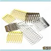 Kafa bantları mücevher10pcs/lot 5/8/10 dişler metal tarak pençe pimleri klipler DIY mücevher bulguları kadınlar için düğün saç malzemeleri düşme teslimat 2021 l