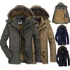 5XL 6XL Fur Collar Hooded Men Winter Jacket Fashion Warm Wool Liner Man and Coat Windproof Male Parka Snowjacket 220301