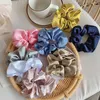 4inch 여성 실크 scrunchie 탄성 수제 멀티 메이드 머리띠 포니 테일 홀더 머리띠 머리 액세서리 소녀 솔리드 컬러