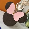 50%off Designer Keychain Buckle Lovers Plaid Mouse Bow Keychains PU Leather Animal Bag Pendant Charm Cars Keyrings Chains Holder Fashion Wom