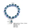 8mm 10mm Lucky Fatima Blue Evil Eye Charms Beaded Strands Bracelets Beads Turkish Pulseras For Women