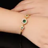 Fashion Tennis Bangle Bracelets Chains Gold Plated Shiny Flower Round Green Zircon Jewelry Bridal Wedding Designers Bracelet For W8459404