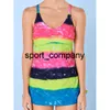 V Neck Tummy Control Tankinis Swimwear Colorful Stripe Bikini Set Swimsuit Two Pieces Beachwear Bath Suits 2022