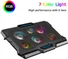 Laptop-Kühlpad, Laptop-Kühler mit 6 leisen Lüftern, RGB, 7 Farben, LightSpeed (schwarz)