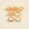 S2766 Fashion Jewelry Knuckle Ring Set White Cloud Swan Moon iIlaid Rhinestone Charms Love Glaze Combination Stacking Rings Midi Rings Sets 7pcs/set