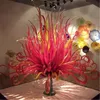 Yellow Orange Floor Lamps Garden Art Decoration Outdoor Hand Blown Glass Flower Trees Sculpture for Villa Home Hotel 20 Inches