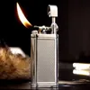 Genuine Oblique SPUNK Cigarette Cigar Pipe Metal Lighter with Tobacco Pipe Tamper Personality Retro Rocker Arm Gas Lighter Men Gift