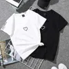 Summer Couples Lovers T-Shirt For Women Casual White Tops Tshirt T Shirt Love Heart Embroidery Print Female 210607