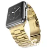 Stainless Steel 3-link Watch Straps With Metal Buckle Compatible For iwatch 38mm 40mm 42mm 44mm
