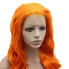 Perruque Lace Front Wig synthétique ondulée Orange longue de 24 pouces S07, perruque résistante à la chaleur