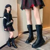 Girls high velvet boots children warm leather boots spring and autumn kids single boots princess fashion riding boot 210713