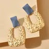 2021 New Punk Gold Rectangle Earrings Blue Long Women Earrings Dangle & Chandelier Matching Clothes Fashion Jewelry Gift