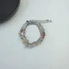 Braccialetti multistrato Donna Braccialetti in pietra naturale Bracciale gioielli cavi di alta qualità Bracciale in metallo color argento moda G1026