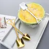 Rostfritt stål Kaffe Spoon Stirring Spoons Spade Shape Creative Dessert Vattenmelon Sked Kök Dining Porslin Gift T2i53250
