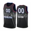 2022 New Jersey Custom Men Joel 21 Embiid Jersey Ben 25 Simmons Iverson Tobias 12 Harris Tyrese 0 Maxey Shake 18 Milton Seth 31 Curry City 농구 저지