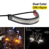 1PCS Universal Flexible LED Lighting Strip with Tail Brake Stop Turn Signal Lights 12V All-in-one pour Moto Scooter Quad Cruiser Off Road Blanc + Ambre