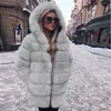 Inverno spessa pelliccia faux calda da donna a maniche lunghe più taglia con cappuccio di lusso bonsury pelino peloso cappotto da donna 57788548