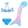 3 Pcsset Girls Swimmable Tail Princess Kids Holiday Mermaid Cosplay Swimsuit No Flipper Halloween Costume5528757