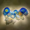 Elegance Blue Lamp Mediterrane Zee Murano Glazen Platen Decoratieve Galerij Wall Art Multi Color Luxe Flower Decor Skonce Diameter 30 tot 35 cm