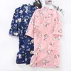 Pyjama kimono de style japonais été 100% gaze de coton chemise de nuit dames SPA yukata homewear longues femmes 210924