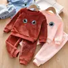 Ubrania dla dzieci Flanel Baby Piżamy Winter Lounge Set Long Johns Girls Loungewear Boys Sleepwear Suit 211109