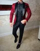 İnce, Burgundy Paisley Düğün Damat Smokin Şal Yokel Erkekler İş Takımı Balo Blazer Coat Ceket Pantolon Vest Tie No2159221Y