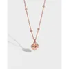 925 Sterling Sier Kralen Ketting Elegante Rose Gold Platinum Love Heart Hanger Ketting voor Dames Geschenk Sieraden