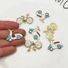10 Sztuk / Packas Transport Motocykl Rower Enamel Charms Handmade Pływające Charms Dla Biżuterii Dokonywanie Kolczyki Złota Baza