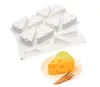 Molde de silicona 3D Forma de queso Moldes para hornear pasteles de 8 cavidades Triángulo DIY Molde de jabón para pudín de pastel de chocolate -40 a 400 grados Antiadherente Blanco