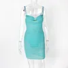 Casual Dresses Dynopy Kvinna Party Födelsedagstopp Vit Klänning Sexig Chic Rhinestones Padded Underwired Ruched Bodycon Nightclub Outfits