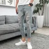 Hommes 2021 Sping and Summer déchiré Jeans respirant personnalité stylée occasionnel Joker populaire pantalon long pantalon Haroun 6208 x0621