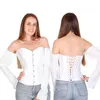 Damen-Blusen, Hemden, sexy Frauen, schulterfrei, Bustier, Korsett, Träger, Langarm, Bluse, modisch, weiblich, Spitze, trägerlos, figurbetont, Gothic-Oberteil