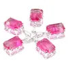 Mix 5 Pièces Pendentifs Luckyshine Shine Rectangle Rose Pastèque Tourmaline Gemme 925 Argent Pendentif Colliers