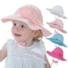 Baby zomer hoed verstelbare zon baby cap spf50 reis strand petten baby zwemhoed voor 0-3 jaar bowknot bloemen meisje kinderen zonnekleed hoed